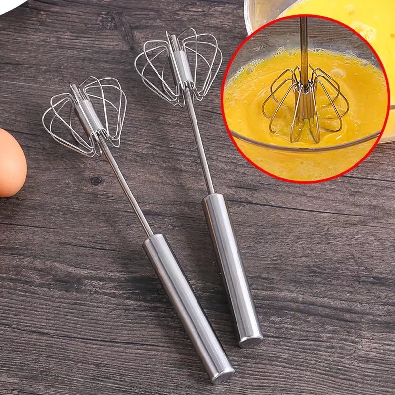 Stainless Steel Egg Whisk, Hand Push Rotary Whisk Blender, Versatile Milk Frother, Hand Push Mixer Stirrer for Blending