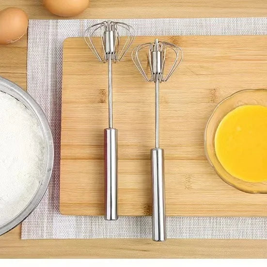 Stainless Steel Egg Whisk, Hand Push Rotary Whisk Blender, Versatile Milk Frother, Hand Push Mixer Stirrer for Blending